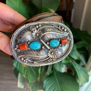 Old Western Turquoise Belt Buckle
